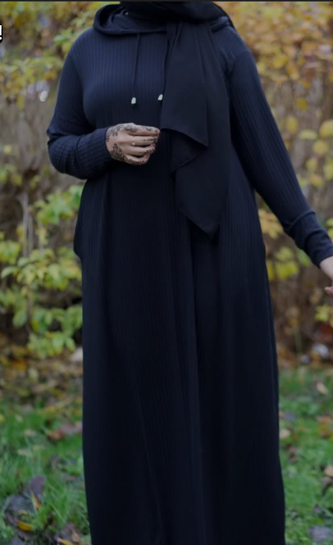 Hooded ribbed jersey maxi dress Abaya