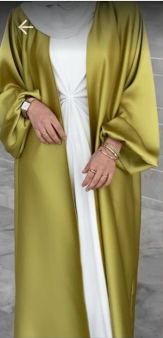 Olive Gold Luxe satin Abaya