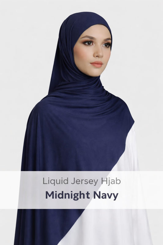 Premium Liquid Jersey Hijab - Midnight Navy